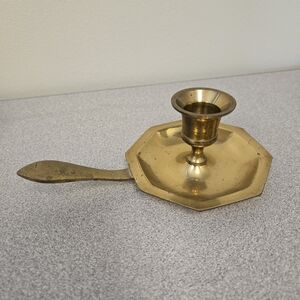 Brass Gold Chamber Candlestick Holder Vintage